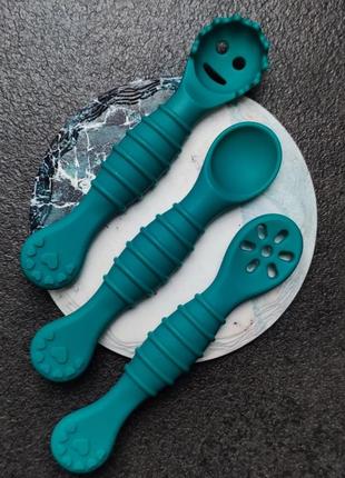 Комплект 3шт.дитячі силіконові ложки для годування pre spoon+подарунок