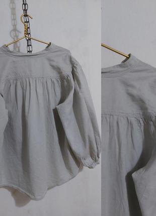 Блуза, рубашка из смесового льна обьемные рукава-баллоны h&m5 фото