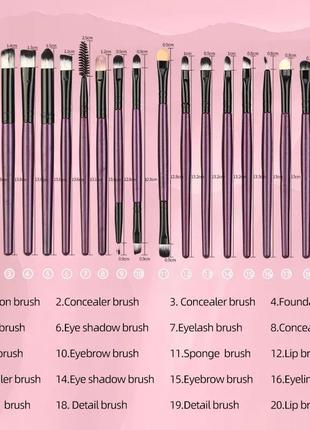 Набір 20 шт пензлів пензликів для макіяжу асорті мульти функціональні  нові4 фото