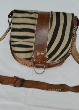 Сумка шкіра буйвола хутро поні італія ручна работа як нова4 фото