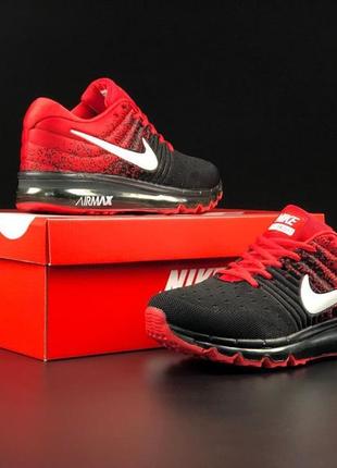 Женские кроссовки nike air max 2017 сеточка летние черные красные3 фото