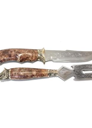 Набір для шашлику в шкіряному сагайдаку «звірі» з ножем і виделкою, 70х28 см, 25 см (187-2011)2 фото