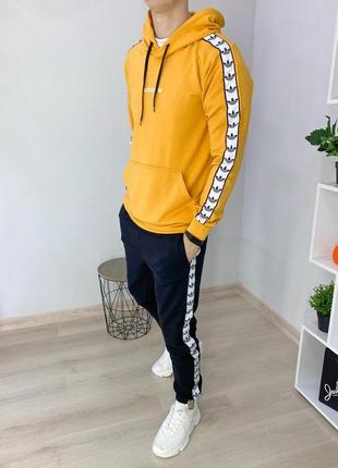 Спортивный костюм мужской adidas лампас весна\осень двухнитка, адидас костюм черного цвета