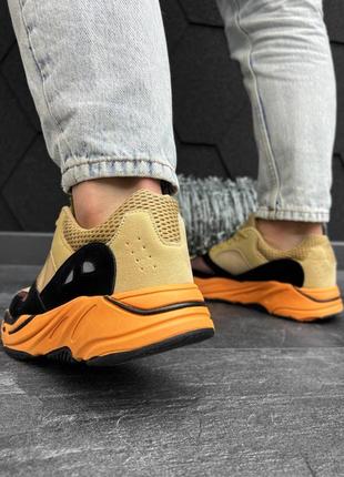 Мужские кроссовки в стиле yeezy boost 700 yellow orange5 фото