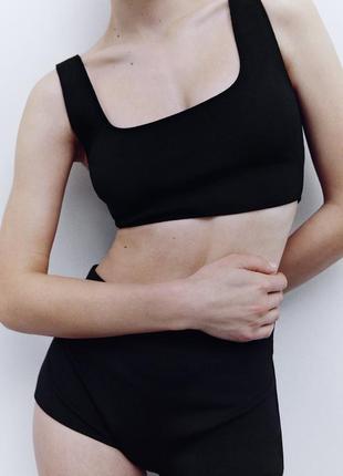 Топ, топик, кроп топ, черный, базовый, в рубчик, зара, zara