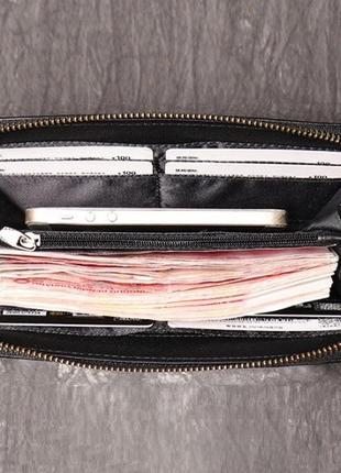 Кожаный стильный черный мужской  клатч кошелек  портмоне5 фото