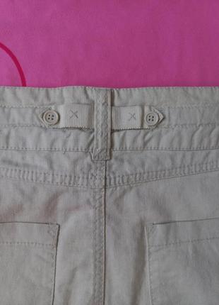 Супер льняная короткая юбка бежевого цвета8 фото