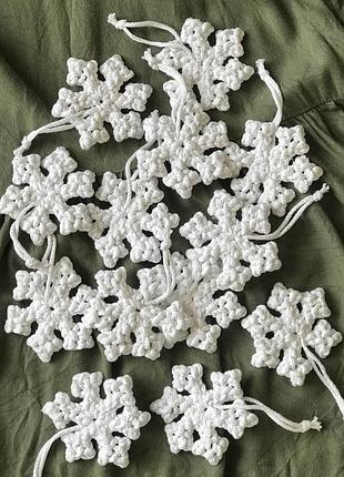 Набір прикрас в'язаних гачком, ручна робота, новорічний декор на ялинку, різдвяні еко...