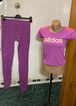 Рожевий костюм лосини топ adidas Wars на високій талії для спорту для йоги adidas