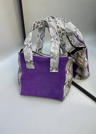 Эксклюзивная сумка шоппер из итальянской кожи и замши женская3 фото