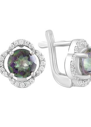 Серебряные серьги komilfo с мистик топазом (2124641)