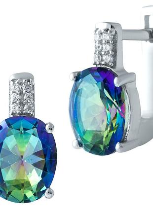 Серебряные серьги с натуральным мистик топазом 8.05ct (1913116)