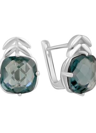 Серебряные серьги komilfo с топазом лондон блю 6.638ct (2125143)