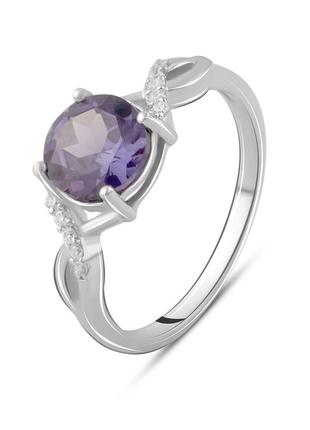 Срібне кільце komilfo з александритом 2.4ct, вага виробу 2,67 г (2085867) 17.5 розмір