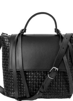 Жіноча шкіряна сумка саквояж (ридикюль) чорна eterno an-k-171-b