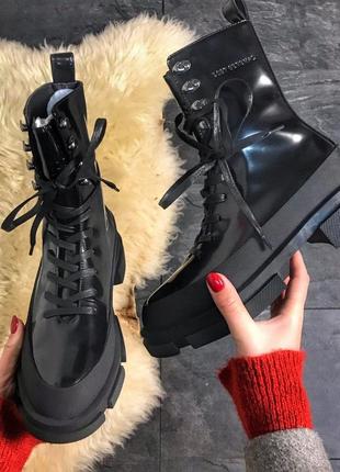 Черевики жіночі осінні💖both women shoes black💖високі шкіряні чорні весняні чоботи4 фото