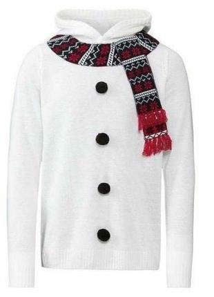 Рождественский свитер с забавным принтом,снеговик.2 фото