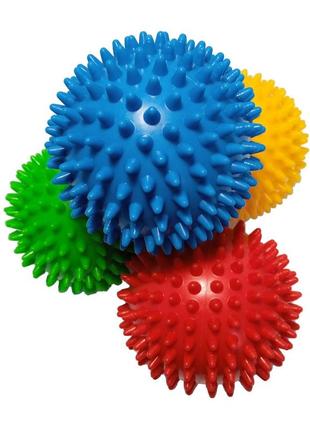 Массажный мяч для стоп и тела шипованный spiky ball 9 см красный3 фото