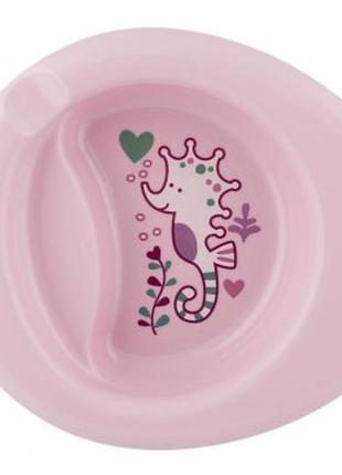 Тарелка детская chicco easy feeding plate 6 мес+ розовый (16001.10)1 фото