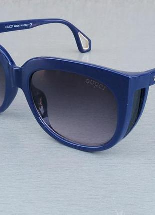 Gucci окуляри жіночі сонцезахисні сині з бічними лінзами4 фото