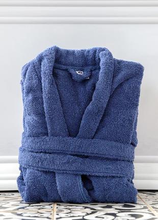 Халат мужской махровый "кимоно" l (синий)