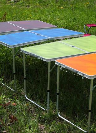 Розкладний стіл (жовтогарячий) для пікніка, стільці5 фото