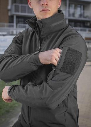 M-tac куртка soft shell black чоловіча, тактична куртка soft shell,  військова куртка демісезонна чорна5 фото