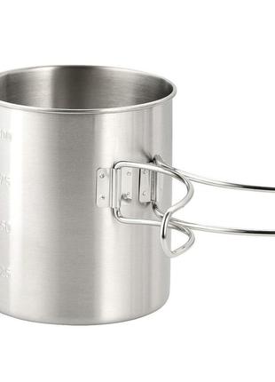 Кружка со складной ручкой стальная m-tac нержавейка серая 450 мл, армейская кружка для пикника, кемпинга