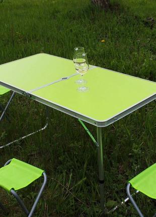 Розкладний стіл (зелений) для пікніка, стільці2 фото