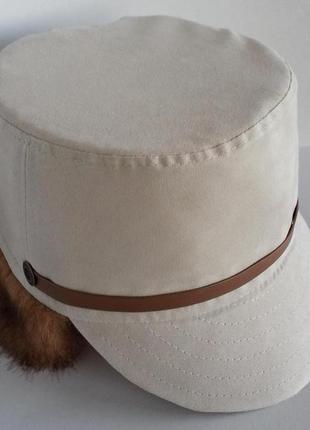 Зимова кепка кепі кадетська кепка. замша пісочного кольору.7 фото