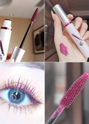 Рожева туш для вій вологостійка, подовжуюча hanru bling big eyes long mascara 8г