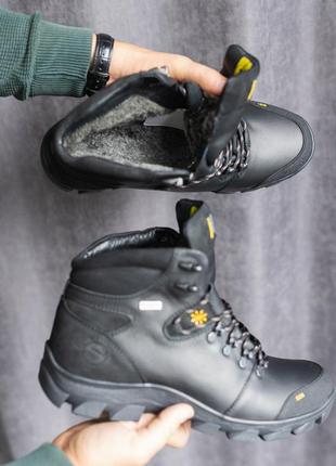 Ботинки мужские shark кожаные зимние черные на шнурках,  натуральный мех. чоловічі черевики шкіряні зимові7 фото