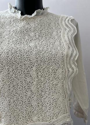 Шкільна блуза, мереживна святкова zara на 11/13 років2 фото