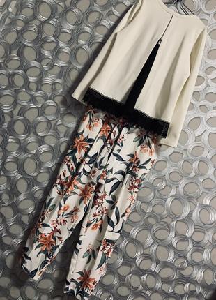 Брючний костюм комбі блуза топ zara та штани банани f&amp;f.