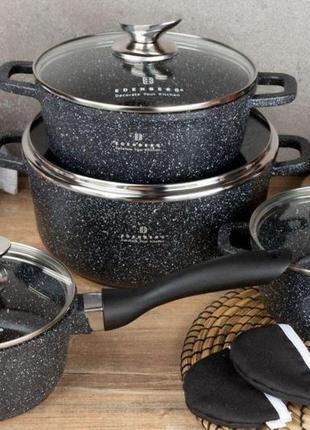 Набір кухонного посуду edenberg 4 предмета набір казанів (каструль) з мармуровим покриттям eb-8143 (eb-8143)