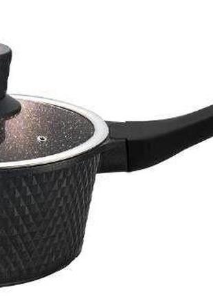 Ківш edenberg 1,5 л чорний ромб з антипригарним покриттям мармуровим eb-16991 (eb-16991)