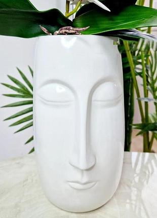 Ваза лицо белая матовая 25см bonadi