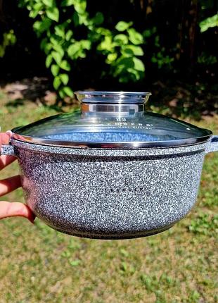 Кастрюля-казан edenberg 3.3 л eb-3977 с антипригарным гранитным покрытием и крышкой 22 см