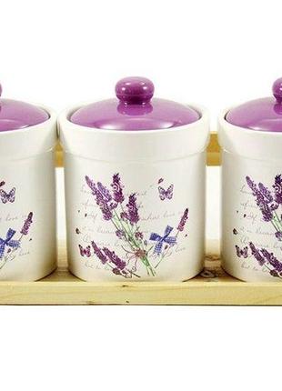 Набор банок на подставке 500 мл лаванда interos zfc-048-lv