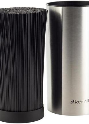 Колода-подставка для ножей kamille kumamoto ø 11х22 см нержавеющая сталь с наполнителем (km-7611)