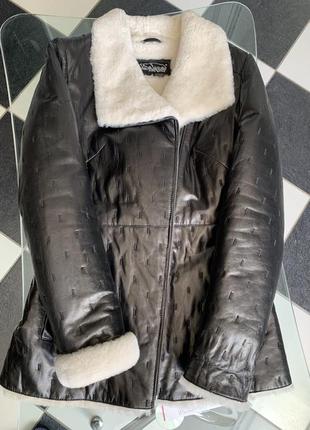 Дублянка , куртка косуха подовжена на хутрі , натуральна шкіра та хутро турецьке4 фото