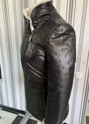 Дублянка , куртка косуха подовжена на хутрі , натуральна шкіра та хутро турецьке2 фото