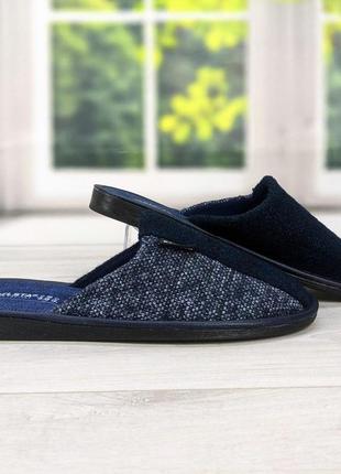 Тапочки мужские комнатные теплые с закрытым носком белста синие 3490