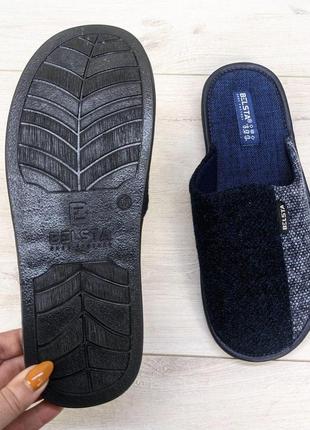 Тапочки мужские комнатные теплые с закрытым носком белста синие 3490