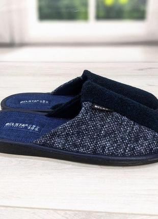 Тапочки мужские комнатные теплые с закрытым носком белста синие 3490