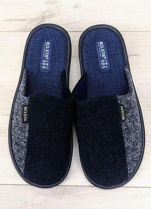 Тапочки мужские комнатные теплые с закрытым носком белста синие 3490