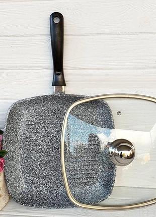 Сковородка гриль edenberg серая 24х24