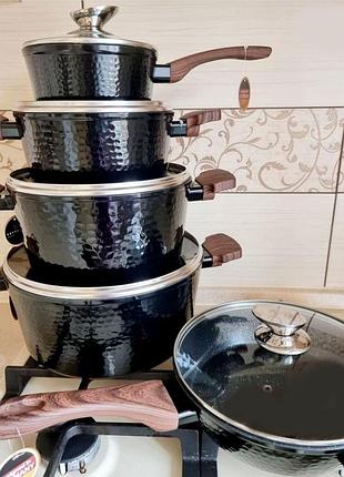 Набор кухонной посуды edenberg 5 предметов набор казанов (кастрюль) с мраморным покрытием eb-5651