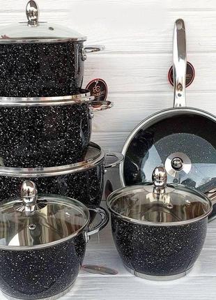Набор кастрюль edenberg черный гранит eb-4051