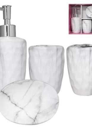 Набор аксессуаров для ванной комнаты 4 пр s&t мрамор